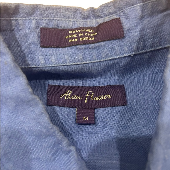 Alan Flusser Linen Short Sleeve Button Down - Picture 3 of 4